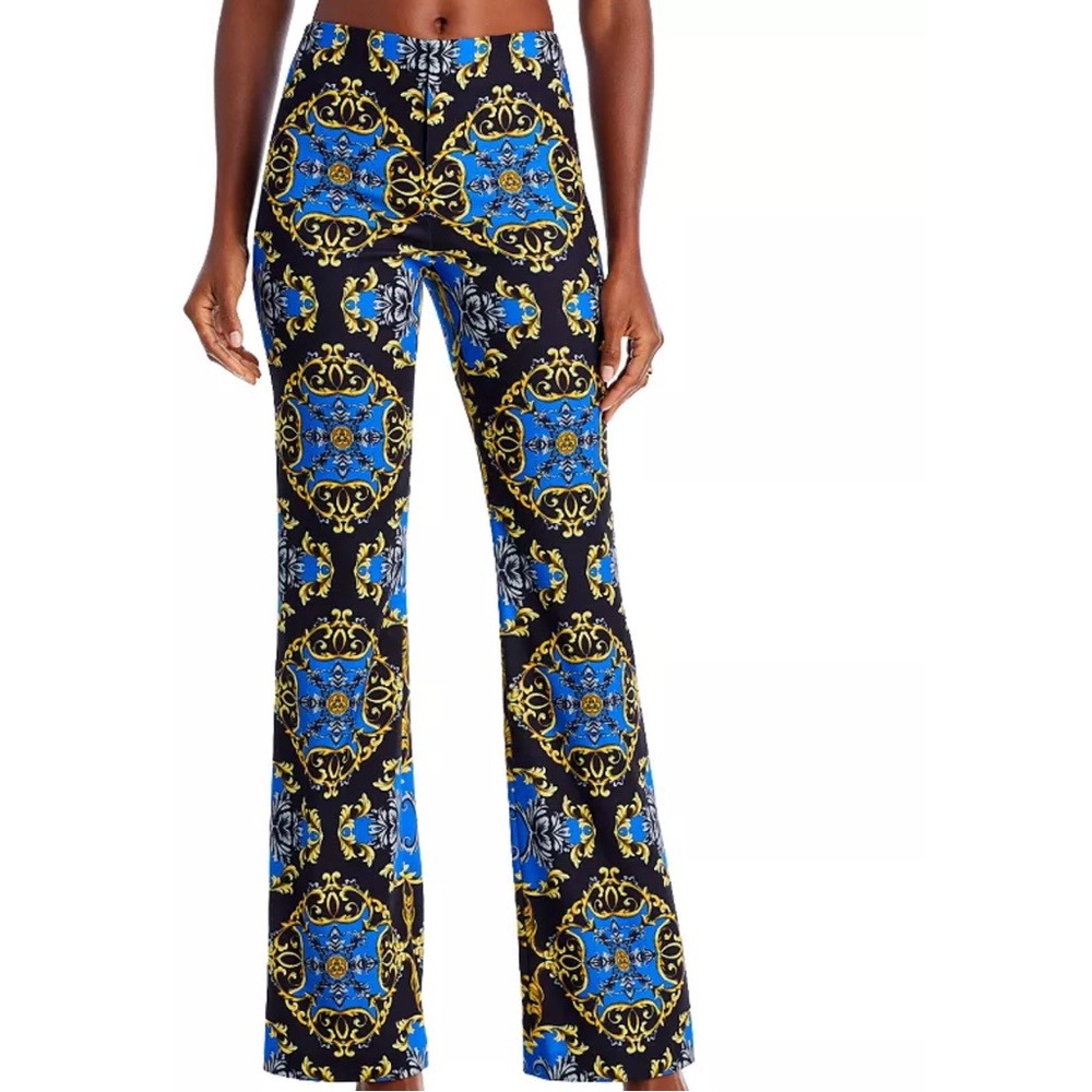 Alice + Olivia Teeny Printed Black and Blue Flare Pants